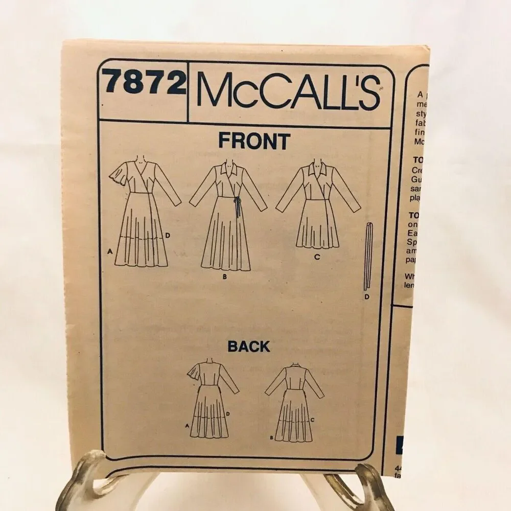 #7872 McCalls womans dress sewing pattern size 18-22